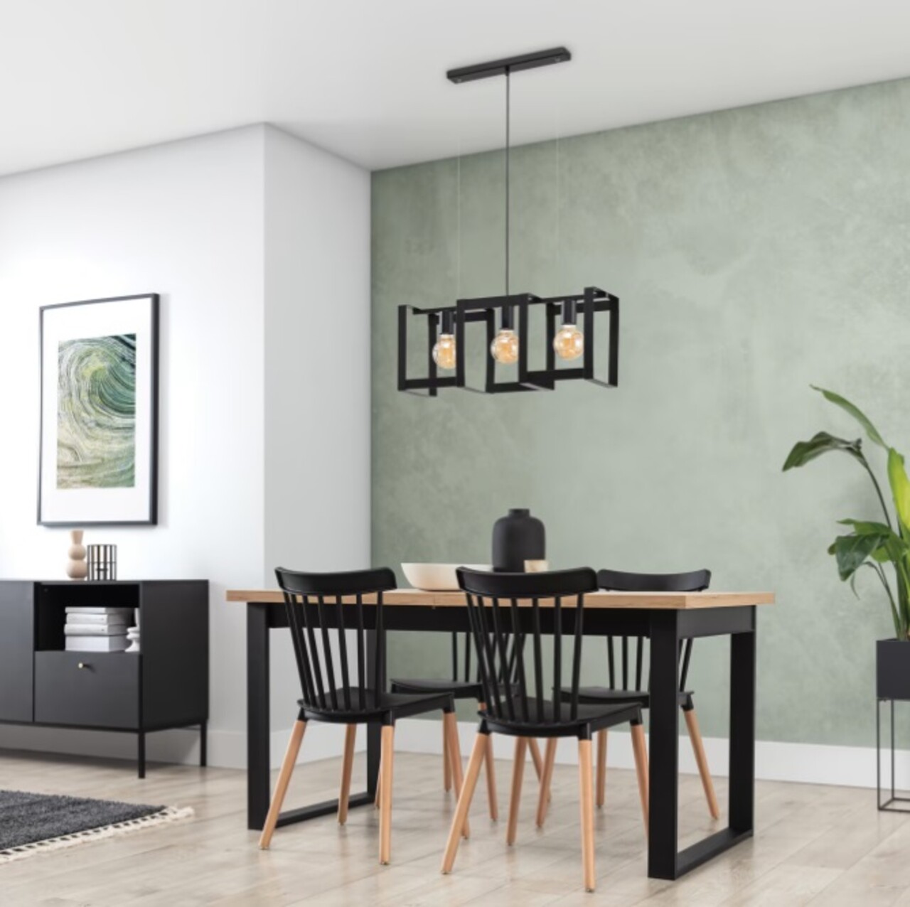 Lustra ELTAP, Giorri, 66x18x120 cm, 3xE27, 15W, otel, negru - imagine 5